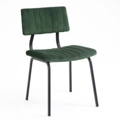 Charlecote Set Of 2 Fluted Dining Chairs (Dark Green Velvet) 15 Charlecote Set Of 2 Fluted Dining Chairs (Dark Green Velvet) -Daals Store DCH 2118 DARKGREEN VEL 2P WB1