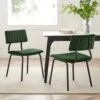Charlecote Set Of 2 Fluted Dining Chairs (Dark Green Velvet) 21 Charlecote Set Of 2 Fluted Dining Chairs (Dark Green Velvet) -Daals Store DCH 2118 DARKGREEN VEL 2P main
