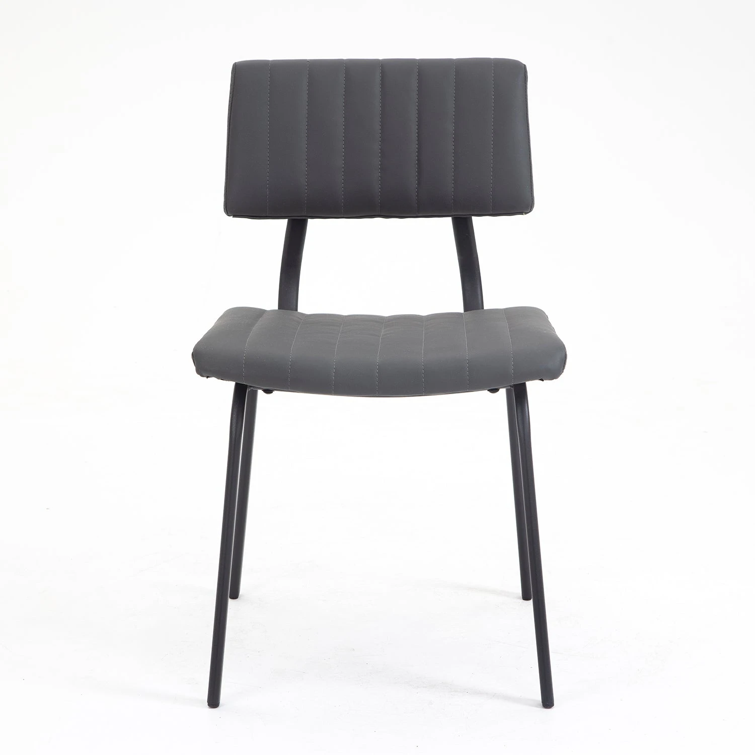 Charlecote Set Of 2 Fluted Dining Chairs (Dark Grey PU) 5 Charlecote Set Of 2 Fluted Dining Chairs (Dark Grey PU) - Image 5