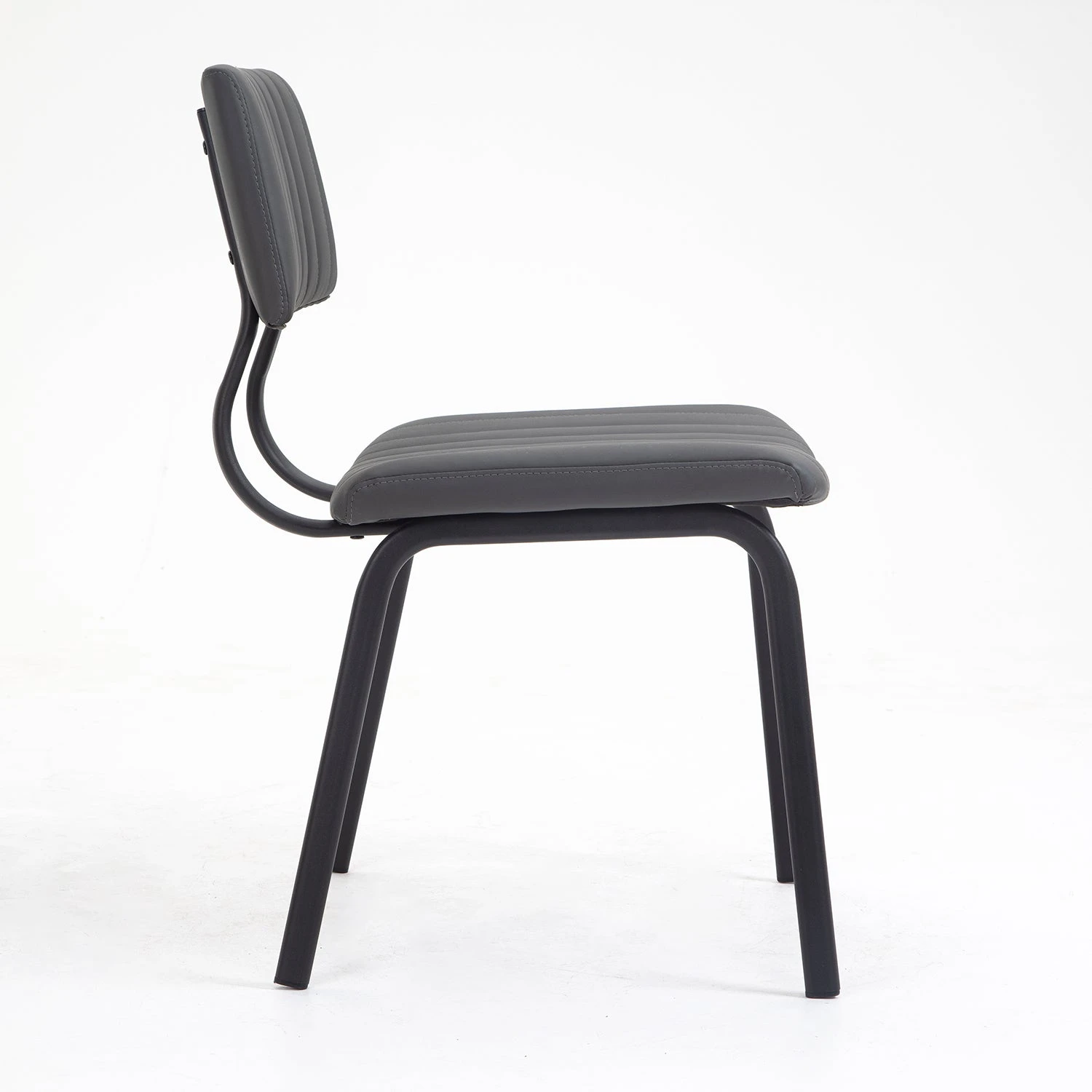 Charlecote Set Of 2 Fluted Dining Chairs (Dark Grey PU) 7 Charlecote Set Of 2 Fluted Dining Chairs (Dark Grey PU) - Image 7