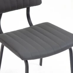 Charlecote Set Of 2 Fluted Dining Chairs (Dark Grey PU) 21 Charlecote Set Of 2 Fluted Dining Chairs (Dark Grey PU) -Daals Store DCH 2118 DARKGREY PU 2P WB6