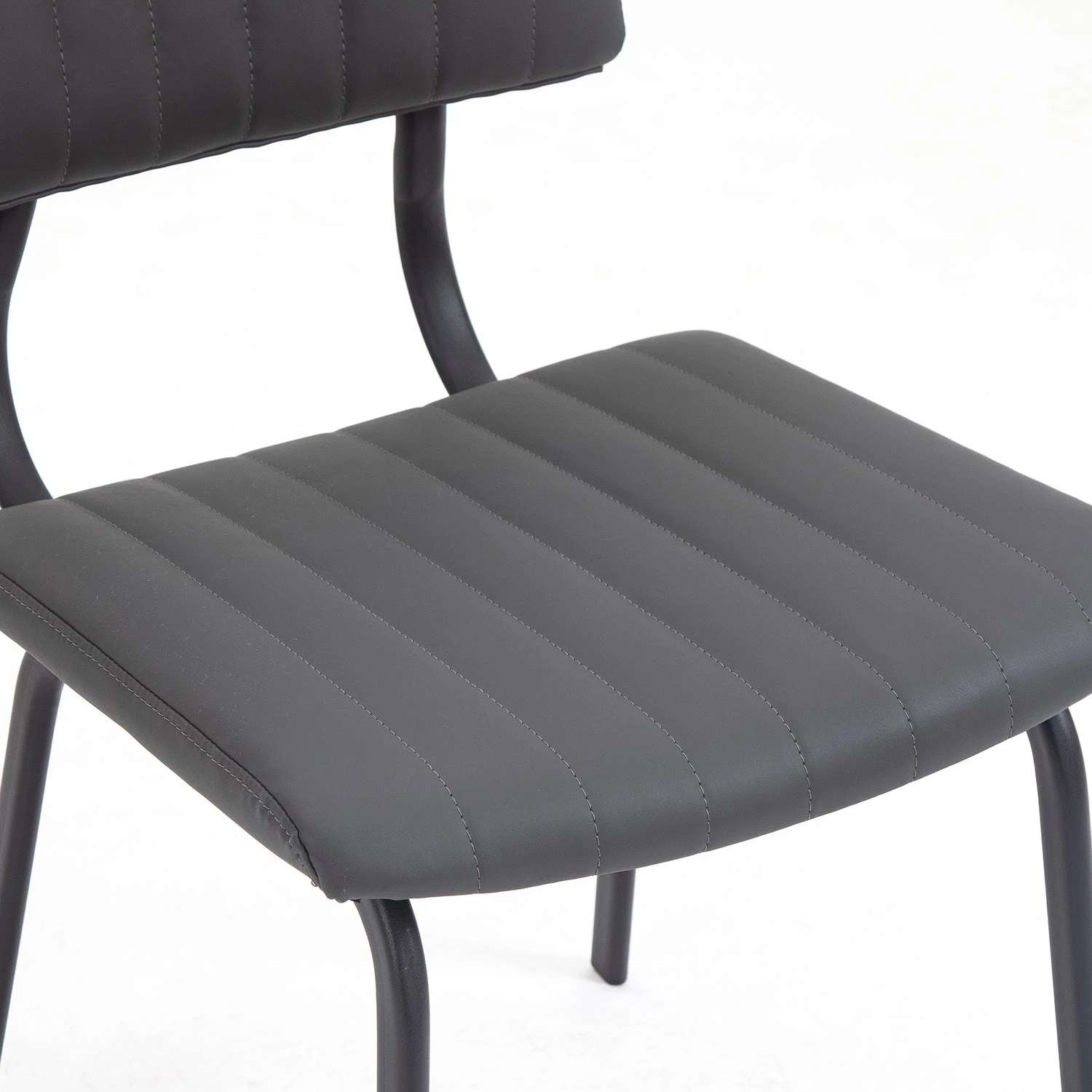 Charlecote Set Of 2 Fluted Dining Chairs (Dark Grey PU) 10 Charlecote Set Of 2 Fluted Dining Chairs (Dark Grey PU) - Image 10