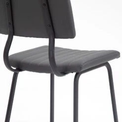 Charlecote Set Of 2 Fluted Dining Chairs (Dark Grey PU) 23 Charlecote Set Of 2 Fluted Dining Chairs (Dark Grey PU) -Daals Store DCH 2118 DARKGREY PU 2P detail2