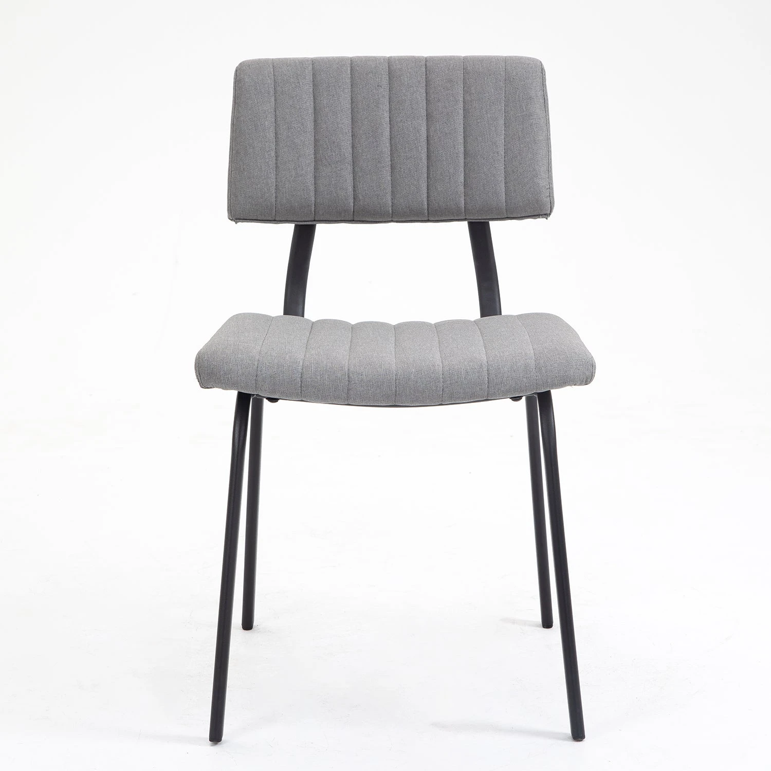 Charlecote Light Grey Linen Set of 2 Fluted Dining Chairs - Modern Industrial Metal Frame 5 Charlecote Light Grey Linen Set of 2 Fluted Dining Chairs - Modern Industrial Metal Frame - Image 5