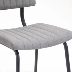 Charlecote Light Grey Linen Set of 2 Fluted Dining Chairs - Modern Industrial Metal Frame 22 Charlecote Light Grey Linen Set of 2 Fluted Dining Chairs - Modern Industrial Metal Frame -Daals Store DCH 2118 LGREY LINEN 2P detail2