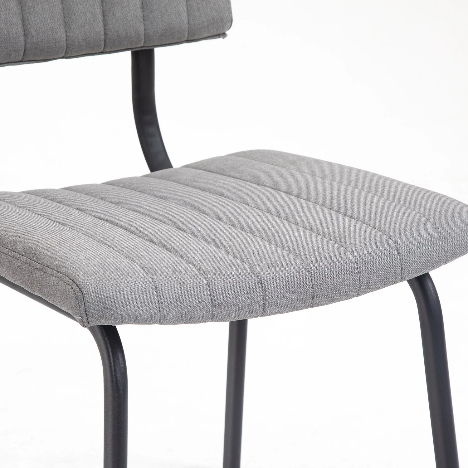 Charlecote Light Grey Linen Set of 2 Fluted Dining Chairs - Modern Industrial Metal Frame 11 Charlecote Light Grey Linen Set of 2 Fluted Dining Chairs - Modern Industrial Metal Frame - Image 11