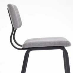 Charlecote Light Grey Linen Set of 2 Fluted Dining Chairs - Modern Industrial Metal Frame 23 Charlecote Light Grey Linen Set of 2 Fluted Dining Chairs - Modern Industrial Metal Frame -Daals Store DCH 2118 LGREY LINEN 2P detail3