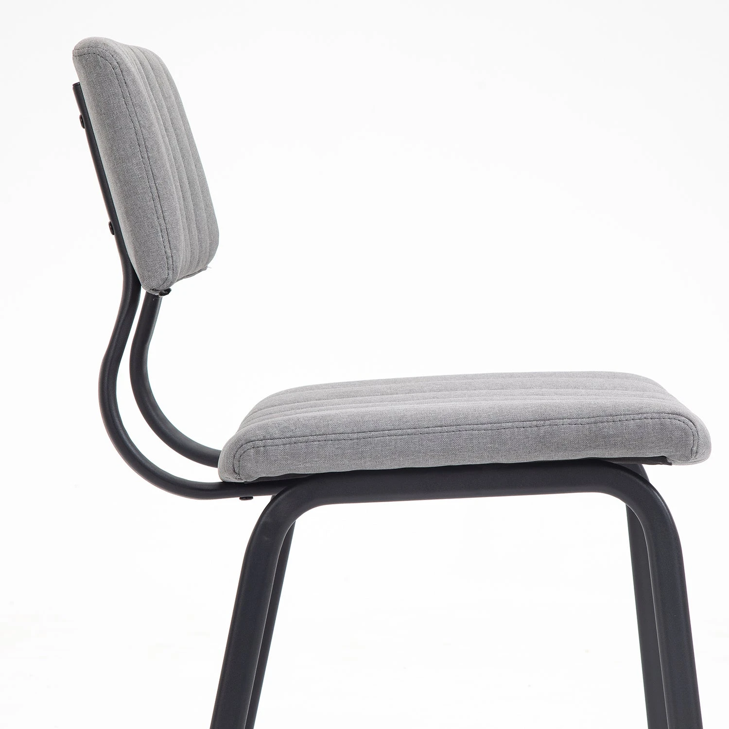 Charlecote Light Grey Linen Set of 2 Fluted Dining Chairs - Modern Industrial Metal Frame 12 Charlecote Light Grey Linen Set of 2 Fluted Dining Chairs - Modern Industrial Metal Frame - Image 12