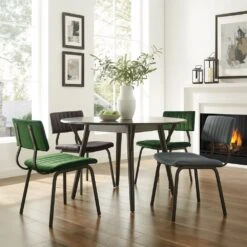 Charlecote Set Of 2 Fluted Dining Chairs (Dark Grey PU) 14 Charlecote Set Of 2 Fluted Dining Chairs (Dark Grey PU) -Daals Store DCH 2118 colour set scene 3