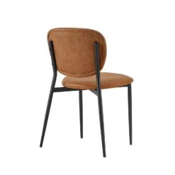 Kelmarsh Set of 2 Cognac Vegan Leather Dining Chairs - Mid-Century Modern Upholstered Metal Leg Seats 16 Kelmarsh Set of 2 Cognac Vegan Leather Dining Chairs - Mid-Century Modern Upholstered Metal Leg Seats -Daals Store DCH 2128 COGNAC KJB 2P WB5