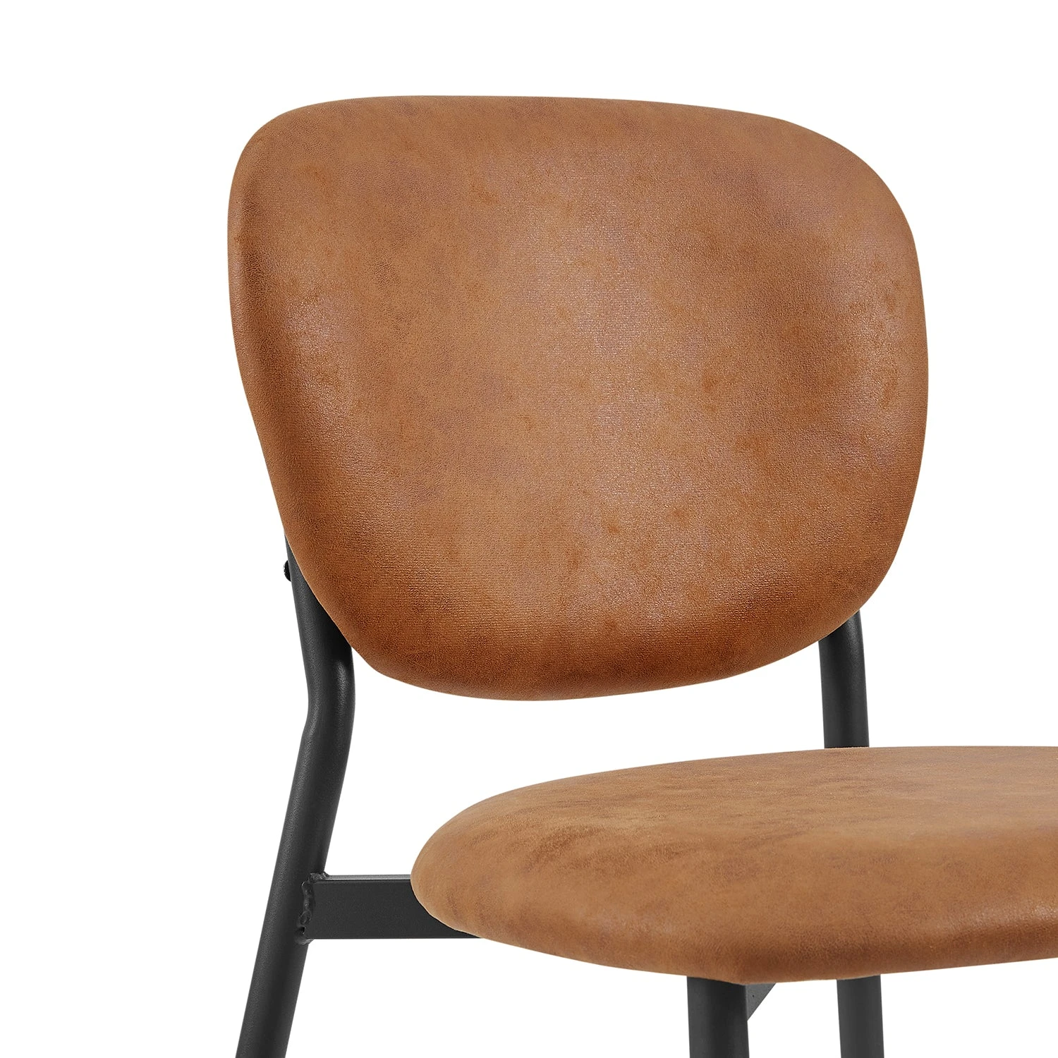 Kelmarsh Set of 2 Cognac Vegan Leather Dining Chairs - Mid-Century Modern Upholstered Metal Leg Seats 8 Kelmarsh Set of 2 Cognac Vegan Leather Dining Chairs - Mid-Century Modern Upholstered Metal Leg Seats - Image 8