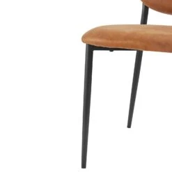 Kelmarsh Set of 2 Cognac Vegan Leather Dining Chairs - Mid-Century Modern Upholstered Metal Leg Seats 18 Kelmarsh Set of 2 Cognac Vegan Leather Dining Chairs - Mid-Century Modern Upholstered Metal Leg Seats -Daals Store DCH 2128 COGNAC KJB 2P detail2