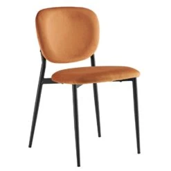 Kelmarsh Set Of 2 Orange Velvet Upholstered Dining Chairs -Daals Store DCH 2128 ORANGEL VEL 2P WB2