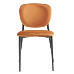 Kelmarsh Set Of 2 Orange Velvet Upholstered Dining Chairs -Daals Store DCH 2128 ORANGEL VEL 2P WB3