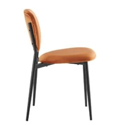 Kelmarsh Set Of 2 Orange Velvet Upholstered Dining Chairs -Daals Store DCH 2128 ORANGEL VEL 2P WB4