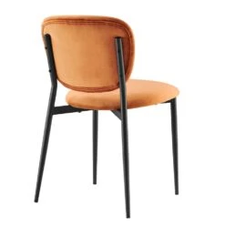 Kelmarsh Set Of 2 Orange Velvet Upholstered Dining Chairs -Daals Store DCH 2128 ORANGEL VEL 2P WB5