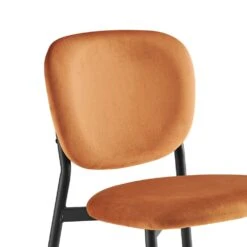 Kelmarsh Set Of 2 Orange Velvet Upholstered Dining Chairs -Daals Store DCH 2128 ORANGEL VEL 2P detail1