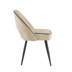 Oakley Set Of 2 Champagne Velvet Upholstered Dining Chairs With Contrast Piping 15 Oakley Set Of 2 Champagne Velvet Upholstered Dining Chairs With Contrast Piping -Daals Store DCH 2138 CHAMP VEL 2P WB4