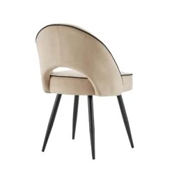 Oakley Set Of 2 Champagne Velvet Upholstered Dining Chairs With Contrast Piping 16 Oakley Set Of 2 Champagne Velvet Upholstered Dining Chairs With Contrast Piping -Daals Store DCH 2138 CHAMP VEL 2P WB5