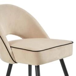 Oakley Set Of 2 Champagne Velvet Upholstered Dining Chairs With Contrast Piping 17 Oakley Set Of 2 Champagne Velvet Upholstered Dining Chairs With Contrast Piping -Daals Store DCH 2138 CHAMP VEL 2P detail1
