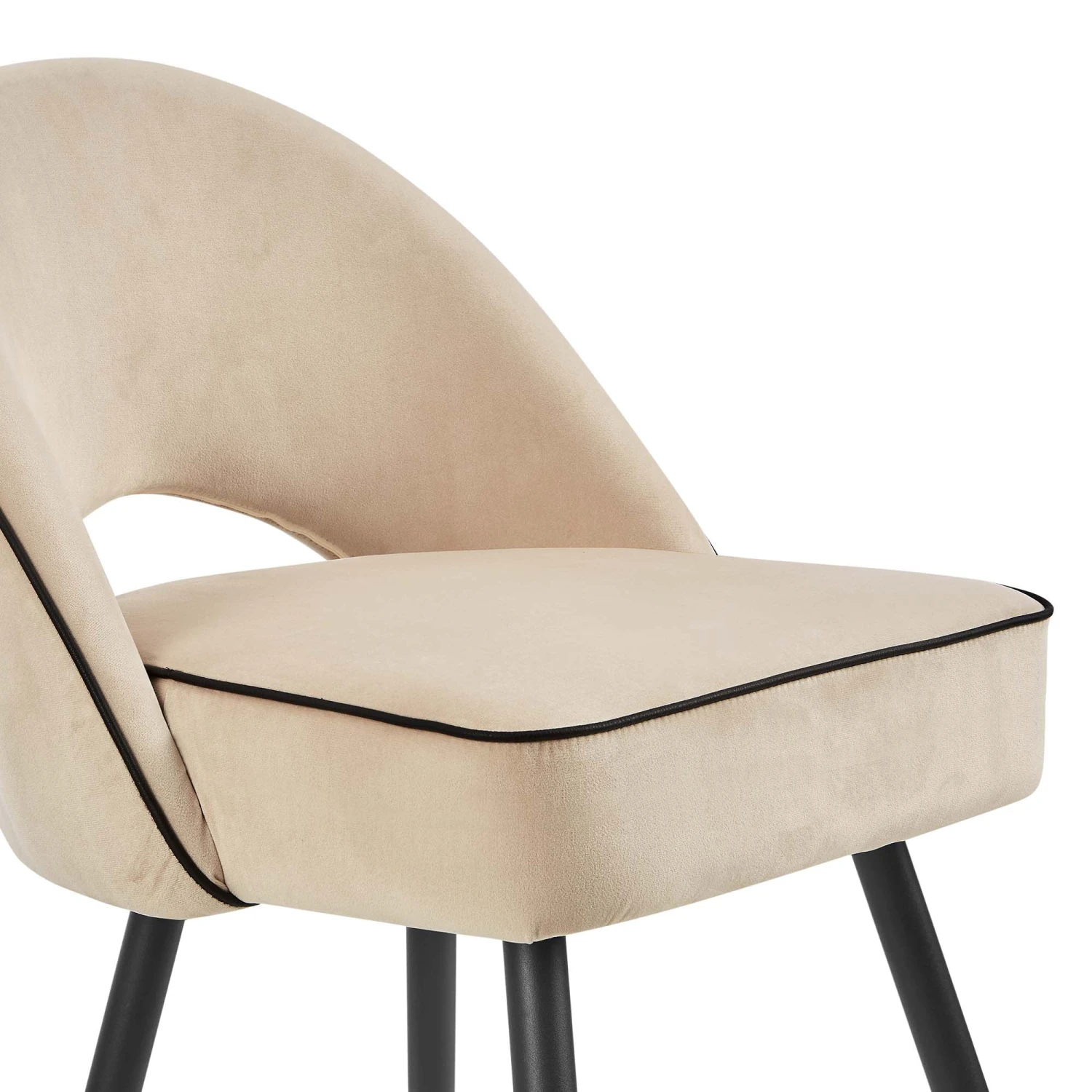 Oakley Set Of 2 Champagne Velvet Upholstered Dining Chairs With Contrast Piping 8 Oakley Set Of 2 Champagne Velvet Upholstered Dining Chairs With Contrast Piping - Image 8