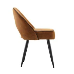 Oakley Set of 2 Cognac Vegan Leather Dining Chairs - Curved Back with Black Piping -Daals Store DCH 2138 COGNAC KJB 2P WB5