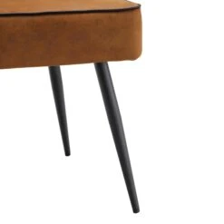 Oakley Set of 2 Cognac Vegan Leather Dining Chairs - Curved Back with Black Piping -Daals Store DCH 2138 COGNAC KJB 2P detail3