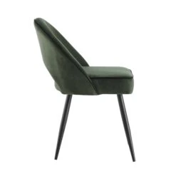 Oakley Set of 2 Dark Green Velvet Dining Chairs with Black Contrast Piping – Curved Back Upholstered Seat -Daals Store DCH 2138 DARKGREEN VEL 2P WB4