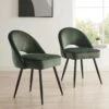 Oakley Set Of 2 Dark Green Velvet Upholstered Dining Chairs With Contrast Piping -Daals Store DCH 2138 DARKGREEN VEL 2P main