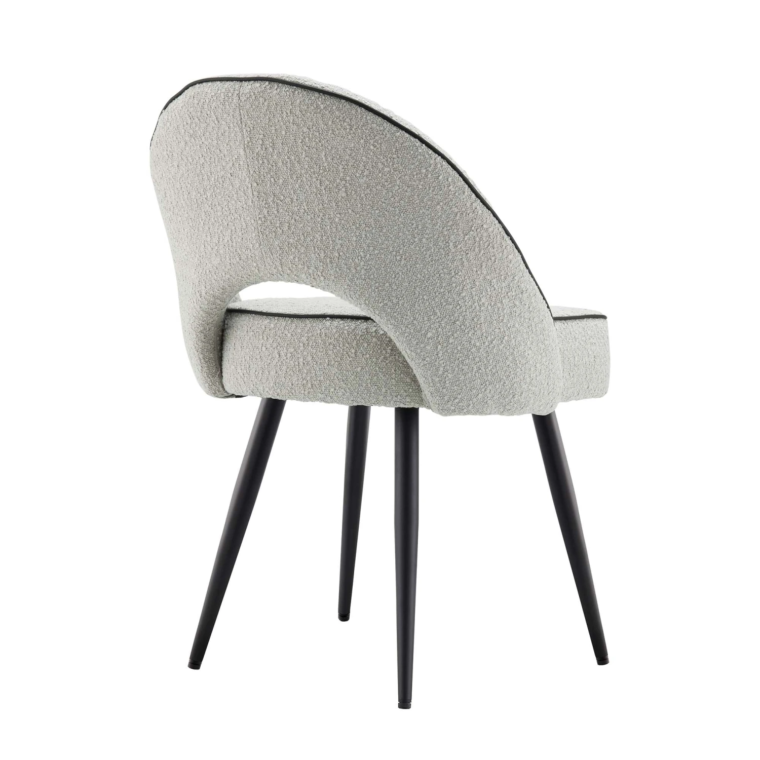 Oakley Set Of 2 Grey Boucle Upholstered Dining Chairs With Piping 8 Oakley Set Of 2 Grey Boucle Upholstered Dining Chairs With Piping - Image 8