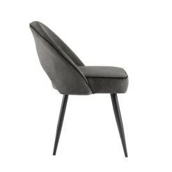 Oakley Set Of 2 Dark Grey Velvet Upholstered Dining Chairs With Piping 15 Oakley Set Of 2 Dark Grey Velvet Upholstered Dining Chairs With Piping -Daals Store DCH 2138 GREY VEL 2P WB4