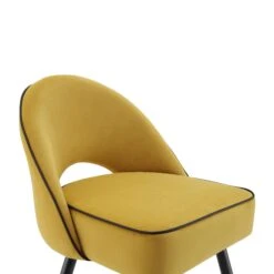 Oakley Set Of 2 Mustard Yellow Velvet Upholstered Dining Chairs With Piping -Daals Store DCH 2138 MUSTARD VEL 2P detail1