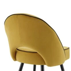 Oakley Set Of 2 Mustard Yellow Velvet Upholstered Dining Chairs With Piping -Daals Store DCH 2138 MUSTARD VEL 2P detail2