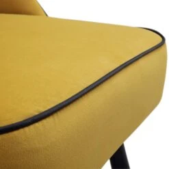 Oakley Set Of 2 Mustard Yellow Velvet Upholstered Dining Chairs With Piping -Daals Store DCH 2138 MUSTARD VEL 2P detail3