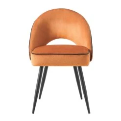 Oakley Set Of 2 Orange Velvet Upholstered Dining Chairs With Contrast Piping 11 Oakley Set Of 2 Orange Velvet Upholstered Dining Chairs With Contrast Piping -Daals Store DCH 2138 ORANGE VEL 2P WB2