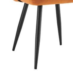 Oakley Set Of 2 Orange Velvet Upholstered Dining Chairs With Contrast Piping 17 Oakley Set Of 2 Orange Velvet Upholstered Dining Chairs With Contrast Piping -Daals Store DCH 2138 ORANGE VEL 2P detail2