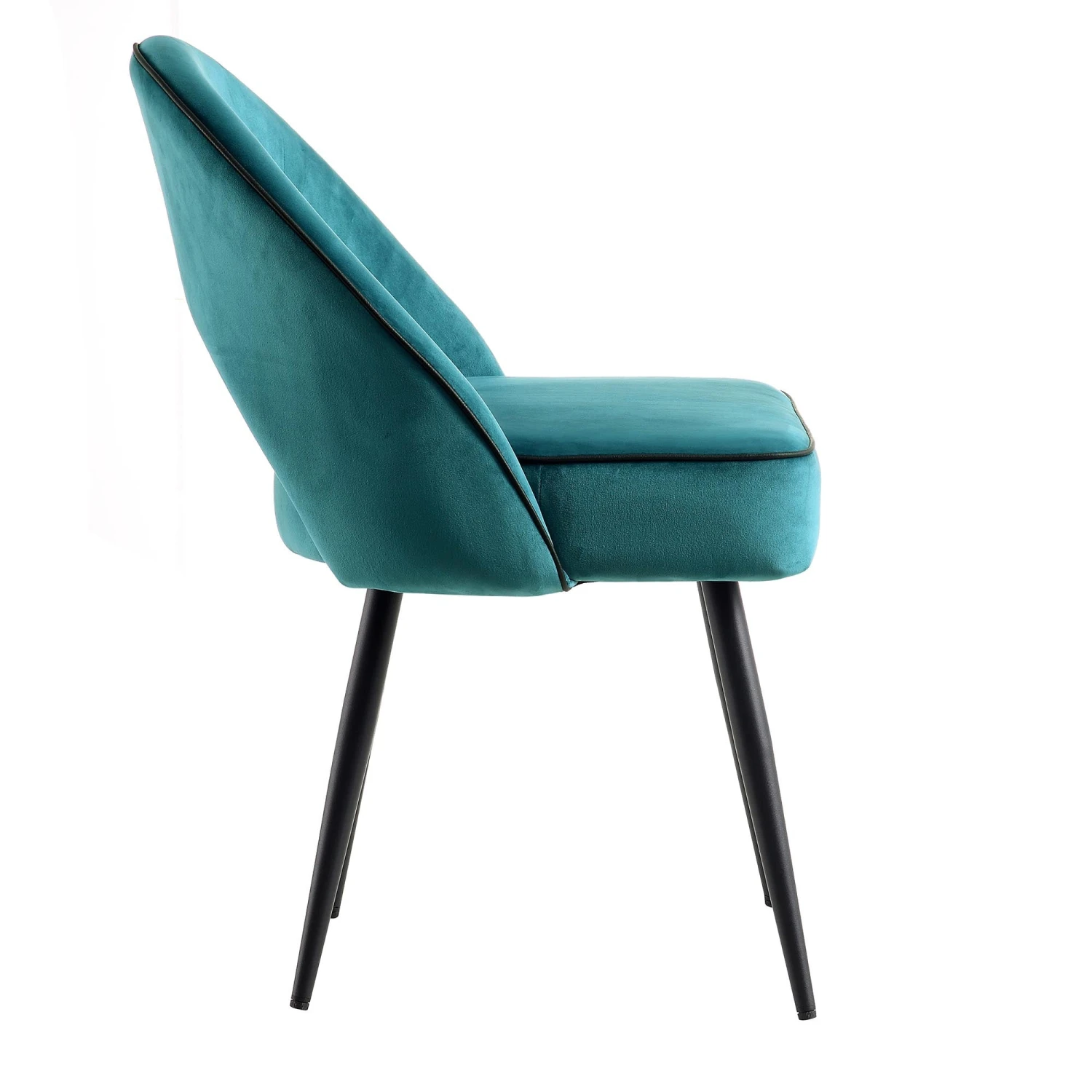 Oakley Set Of 2 Teal Velvet Upholstered Dining Chairs With Contrast Piping 8 Oakley Set Of 2 Teal Velvet Upholstered Dining Chairs With Contrast Piping - Image 8