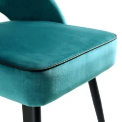 Oakley Set Of 2 Teal Velvet Upholstered Dining Chairs With Contrast Piping 23 Oakley Set Of 2 Teal Velvet Upholstered Dining Chairs With Contrast Piping -Daals Store DCH 2138 TEAL VEL 2P detail2