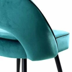 Oakley Set Of 2 Teal Velvet Upholstered Dining Chairs With Contrast Piping 24 Oakley Set Of 2 Teal Velvet Upholstered Dining Chairs With Contrast Piping -Daals Store DCH 2138 TEAL VEL 2P detail3