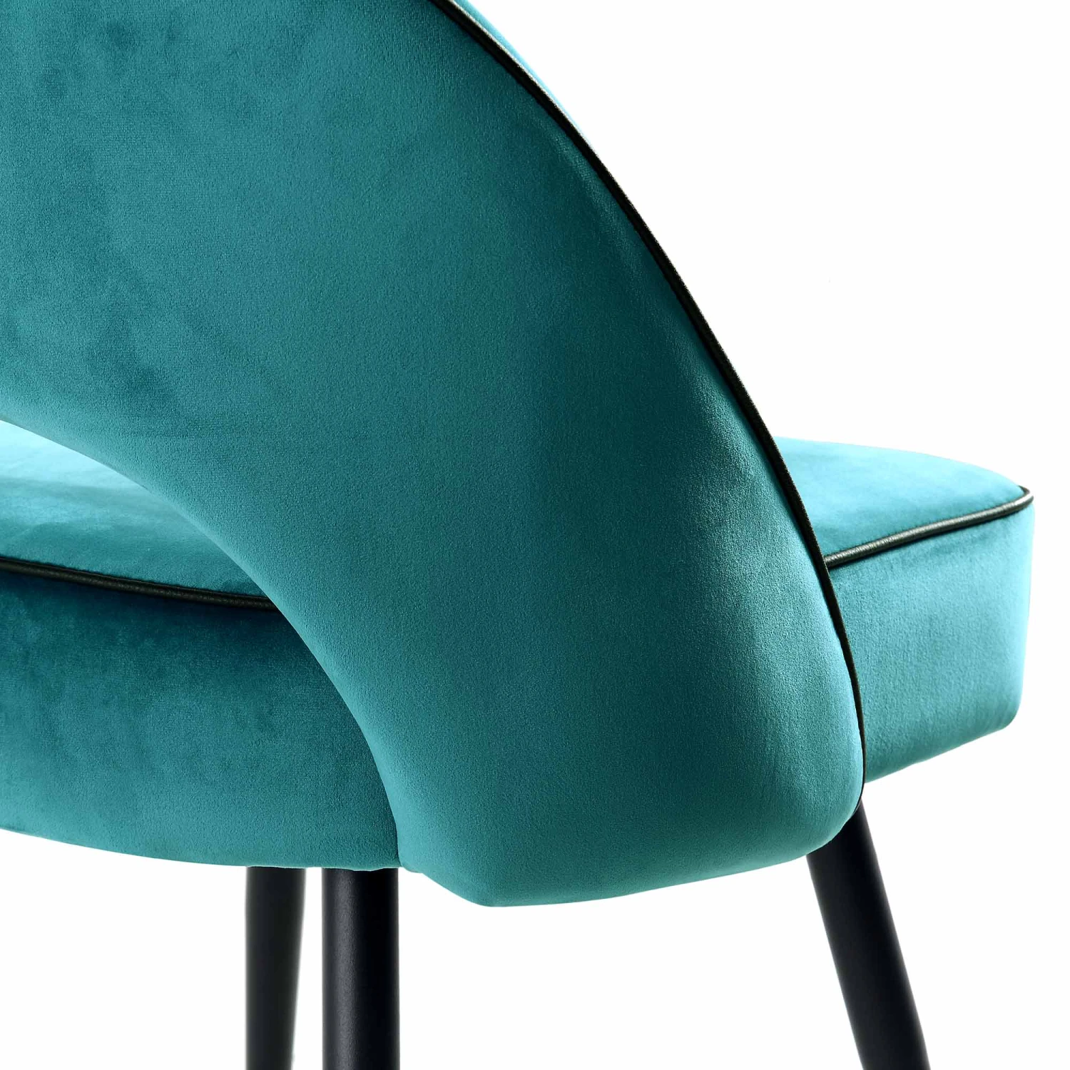 Oakley Set Of 2 Teal Velvet Upholstered Dining Chairs With Contrast Piping 12 Oakley Set Of 2 Teal Velvet Upholstered Dining Chairs With Contrast Piping - Image 12