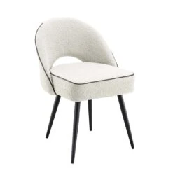 Oakley Set Of 2 White Boucle Upholstered Dining Chairs With Piping 16 Oakley Set Of 2 White Boucle Upholstered Dining Chairs With Piping -Daals Store DCH 2138 WHITE BOUCLE 2P WB3