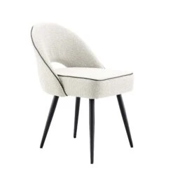 Oakley Set Of 2 White Boucle Upholstered Dining Chairs With Piping 17 Oakley Set Of 2 White Boucle Upholstered Dining Chairs With Piping -Daals Store DCH 2138 WHITE BOUCLE 2P WB4