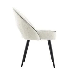 Oakley Set Of 2 White Boucle Upholstered Dining Chairs With Piping 18 Oakley Set Of 2 White Boucle Upholstered Dining Chairs With Piping -Daals Store DCH 2138 WHITE BOUCLE 2P WB5