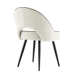 Oakley Set Of 2 White Boucle Upholstered Dining Chairs With Piping 19 Oakley Set Of 2 White Boucle Upholstered Dining Chairs With Piping -Daals Store DCH 2138 WHITE BOUCLE 2P WB6
