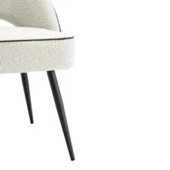 Oakley Set Of 2 White Boucle Upholstered Dining Chairs With Piping 21 Oakley Set Of 2 White Boucle Upholstered Dining Chairs With Piping -Daals Store DCH 2138 WHITE BOUCLE 2P detail2