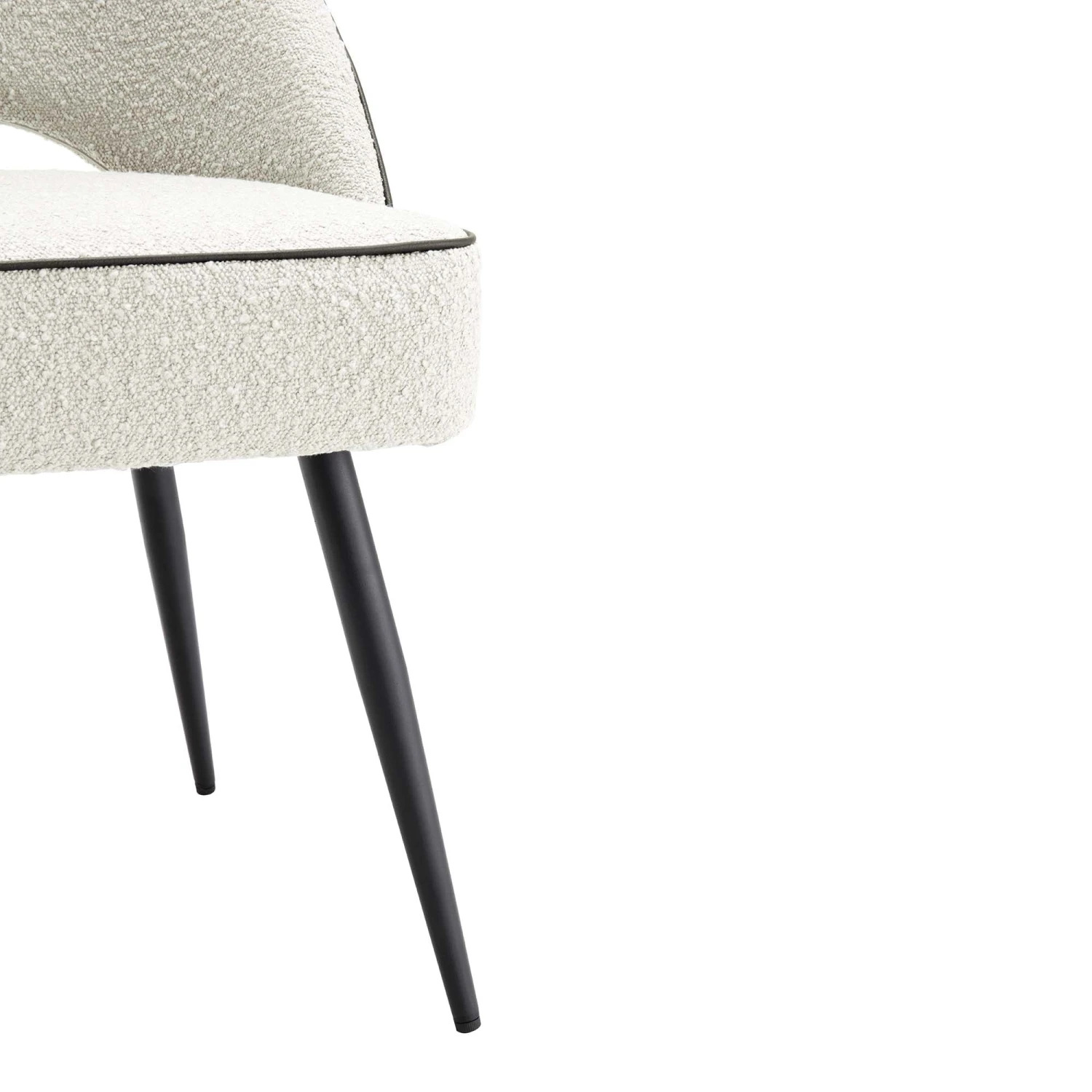 Oakley Set Of 2 White Boucle Upholstered Dining Chairs With Piping 10 Oakley Set Of 2 White Boucle Upholstered Dining Chairs With Piping - Image 10