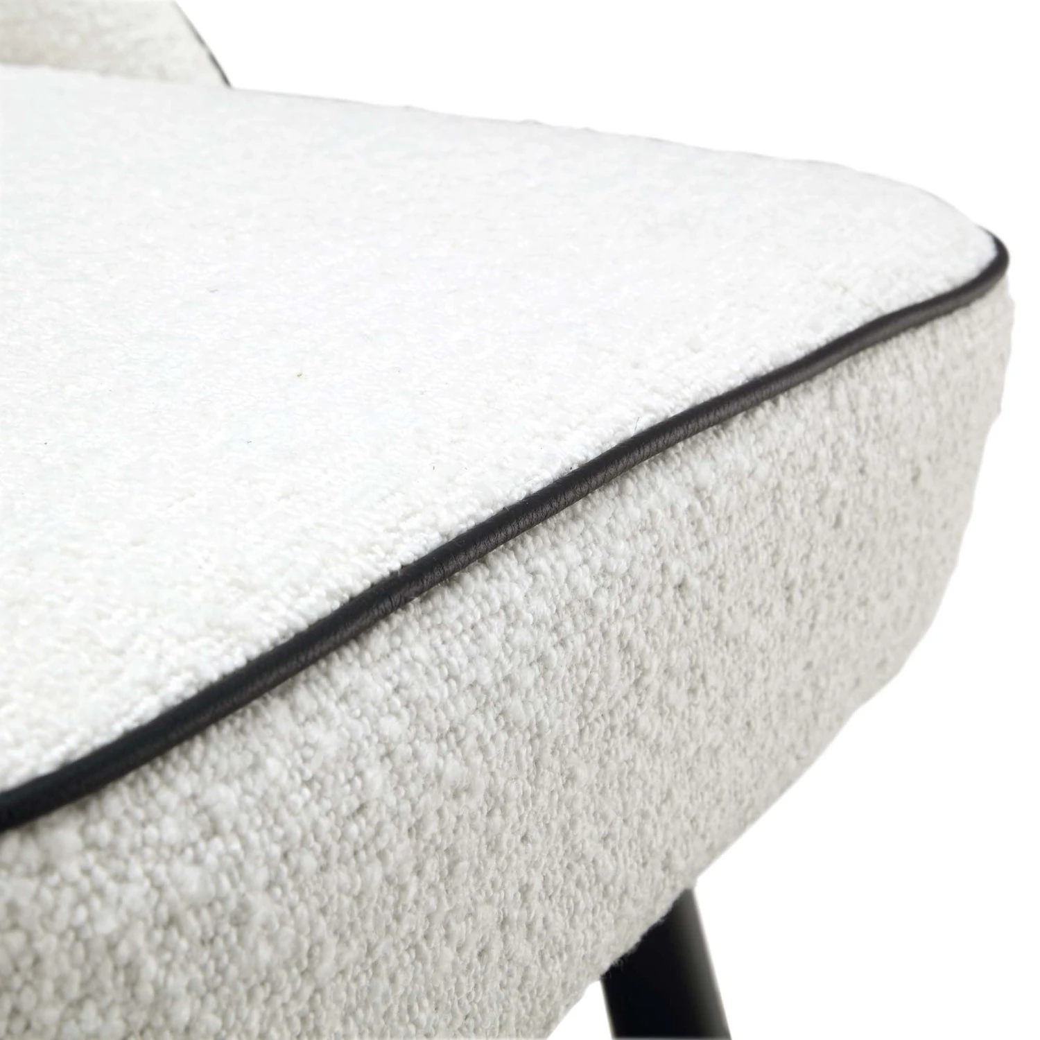 Oakley Set Of 2 White Boucle Upholstered Dining Chairs With Piping 12 Oakley Set Of 2 White Boucle Upholstered Dining Chairs With Piping - Image 12