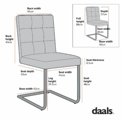 Keyston Set Of 2 Cream White PU Leather Upholstered Dining Chairs With Chrome Legs -Daals Store DCH 2140 2P CHART