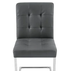 Keyston Set Of 2 Dark Grey PU Leather Upholstered Dining Chairs With Chrome Legs 17 Keyston Set Of 2 Dark Grey PU Leather Upholstered Dining Chairs With Chrome Legs -Daals Store DCH 2140 DARKGREY PU 2P detail1