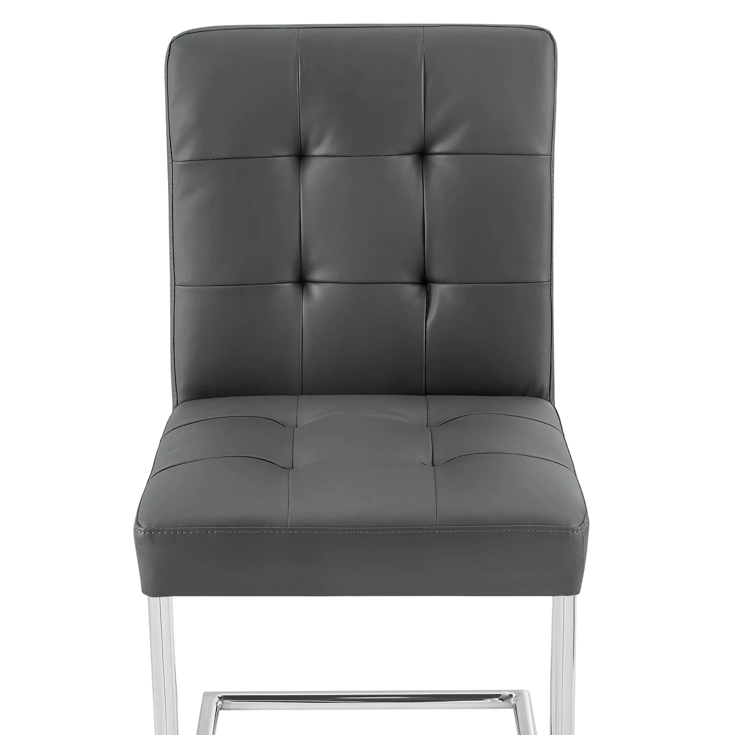 Keyston Set Of 2 Dark Grey PU Leather Upholstered Dining Chairs With Chrome Legs 8 Keyston Set Of 2 Dark Grey PU Leather Upholstered Dining Chairs With Chrome Legs - Image 8